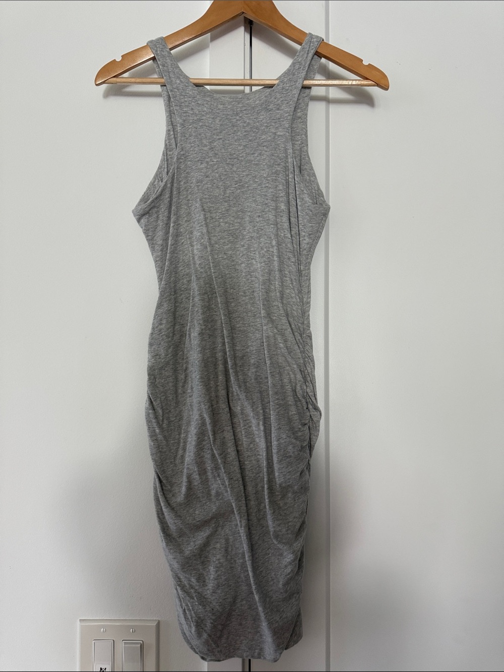 Sleeveless Stretch Gray Midi Tank Dress - Casual Everyday